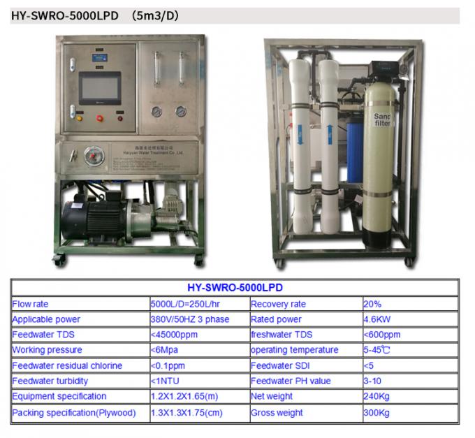 飲料水機械海水の浄化機械海水の脱塩機械に塩水の海水を